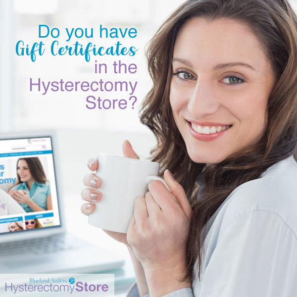 woman buying gift certificate online at hysterectomy store